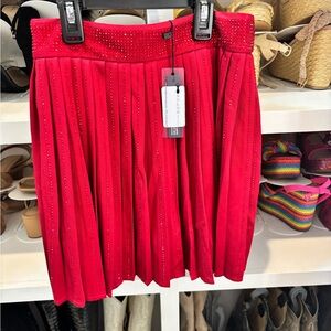 Elegant Red Pleated Skort